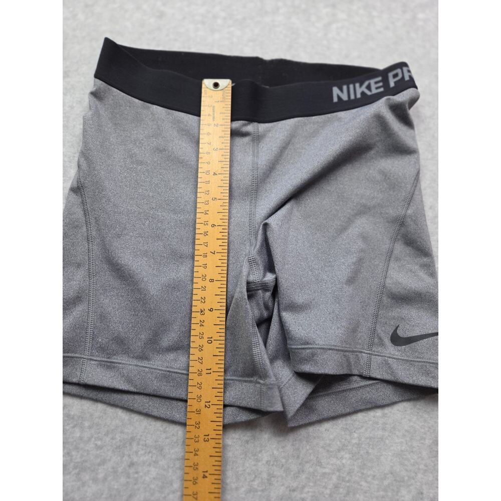 Nike Pro Women’s Medium Compression Shorts Gray Heather Black Elastic Waistband - Picture 6 of 8